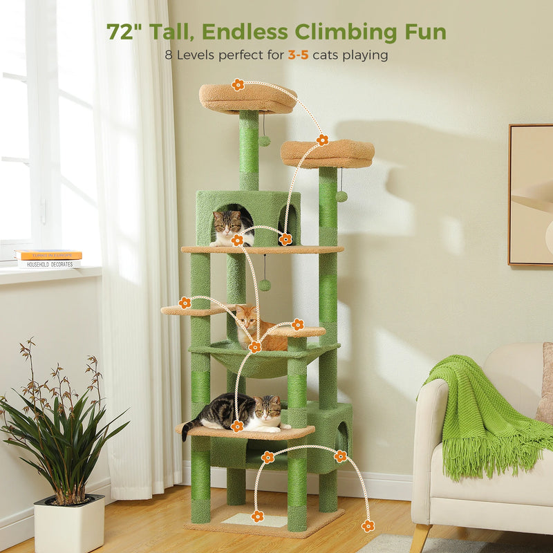 Luxury 72-Inch Multi-Level Cat Tower
