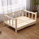 Premium Solid Wood Pet Bed - All-Season Removable Cushion for Dogs & Cats
