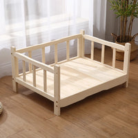 Premium Solid Wood Pet Bed - All-Season Removable Cushion for Dogs & Cats