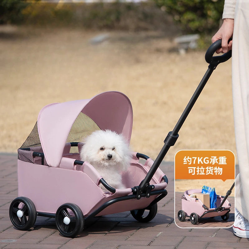 Small Pet Stroller Lightweight Foldable Dog Cat Teddy Baby Cart Outdoor Travel Pet Dog Cart Pet Carrier