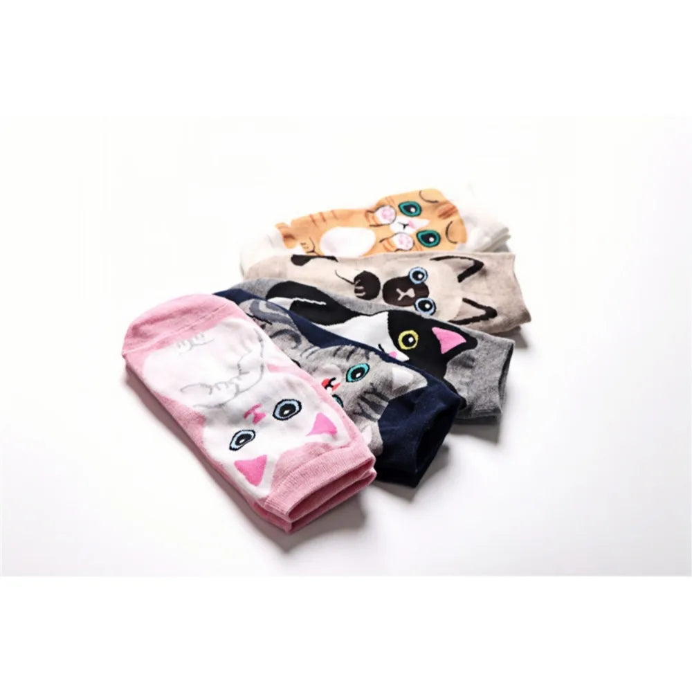 Playful Cat Cartoon Socks