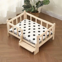 Premium Solid Wood Pet Bed - All-Season Removable Cushion for Dogs & Cats