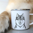 Bulldog Enamel Mug - Funny Glasses Design for Dog Lovers