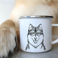 Bulldog Enamel Mug - Funny Glasses Design for Dog Lovers