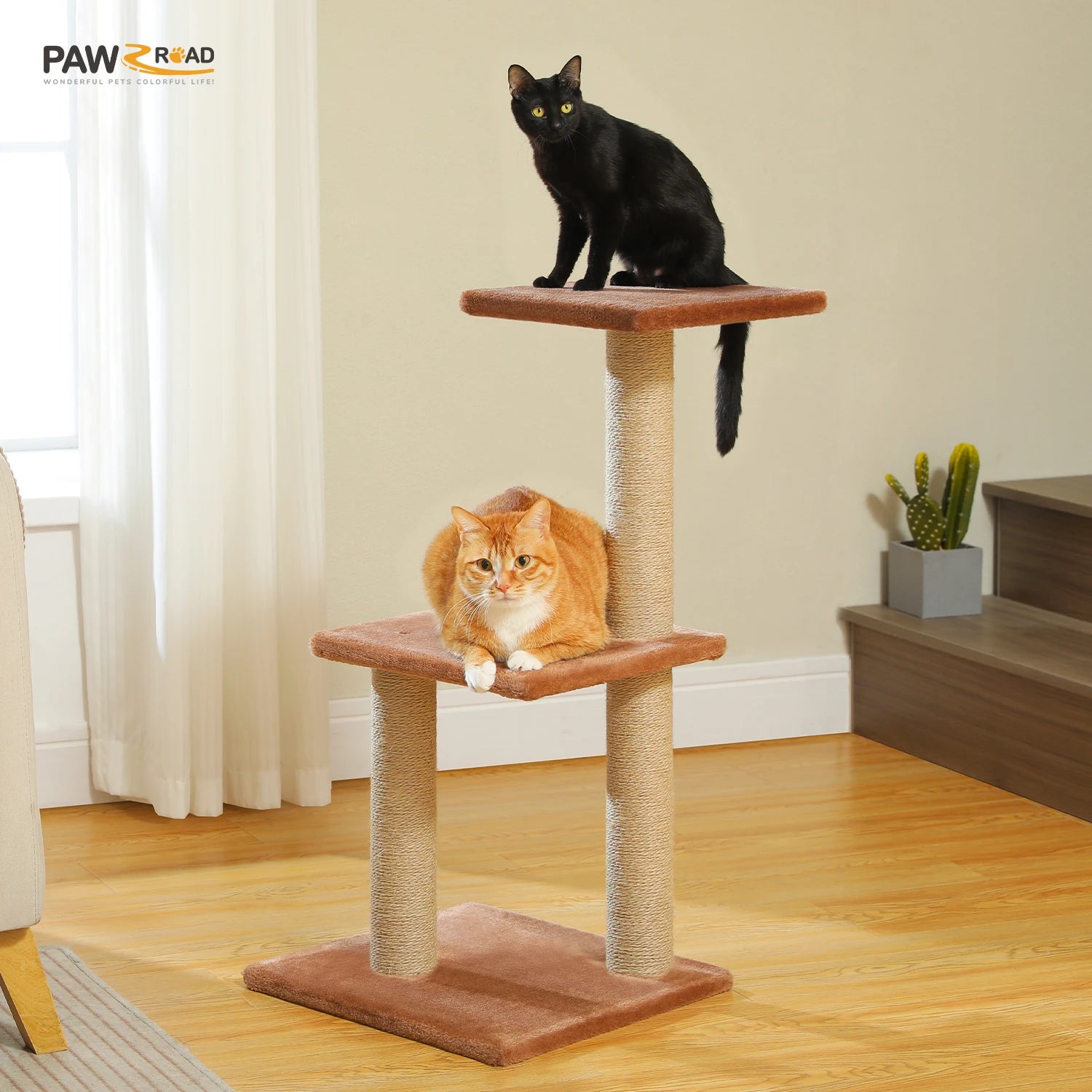 Multi-Level Cat Activity Tree with Scratching Posts & Hammock