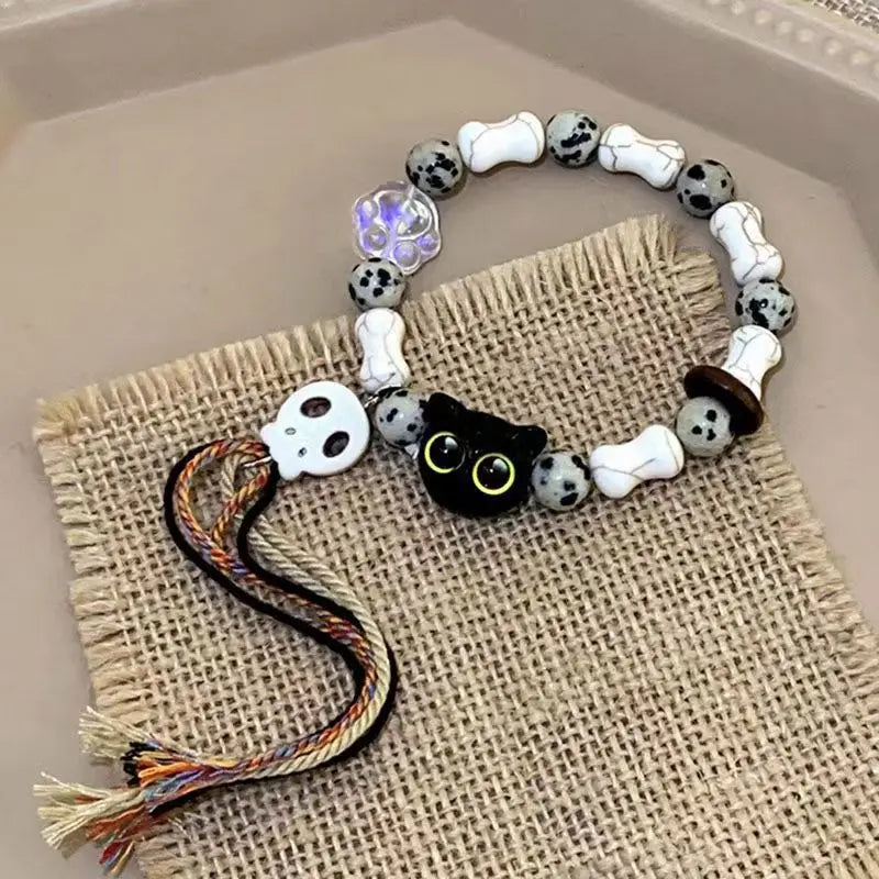 Cartoon Cat Charm Bracelet - Y2K Style