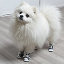 Denim Canvas Dog Sneakers - 4-Piece Waterproof Anti-Slip Booties Set