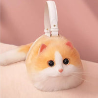 One Shoulder Bag Female Design Small Man Messenger Bag Versatile Hand Made Autumn and Winter Plush Cute Cat Bag by Tail chasers