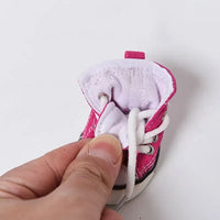 Denim Canvas Dog Sneakers - 4-Piece Waterproof Anti-Slip Booties Set