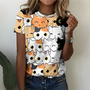 Cute Playful Cartoon Cat Women's Fun T-Shirt