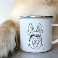 Bulldog Enamel Mug - Funny Glasses Design for Dog Lovers