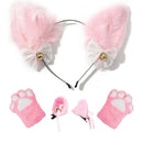 Cat Ear Cosplay Costume Set - Anime Headband & Claw Gloves with Bell
