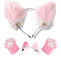 Cat Ear Cosplay Costume Set - Anime Headband & Claw Gloves with Bell