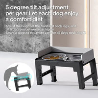 Collapsible Elevated Dog Bowls - Adjustable Stand with Double Stainless Steel Bowls