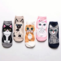 Playful Cat Cartoon Socks
