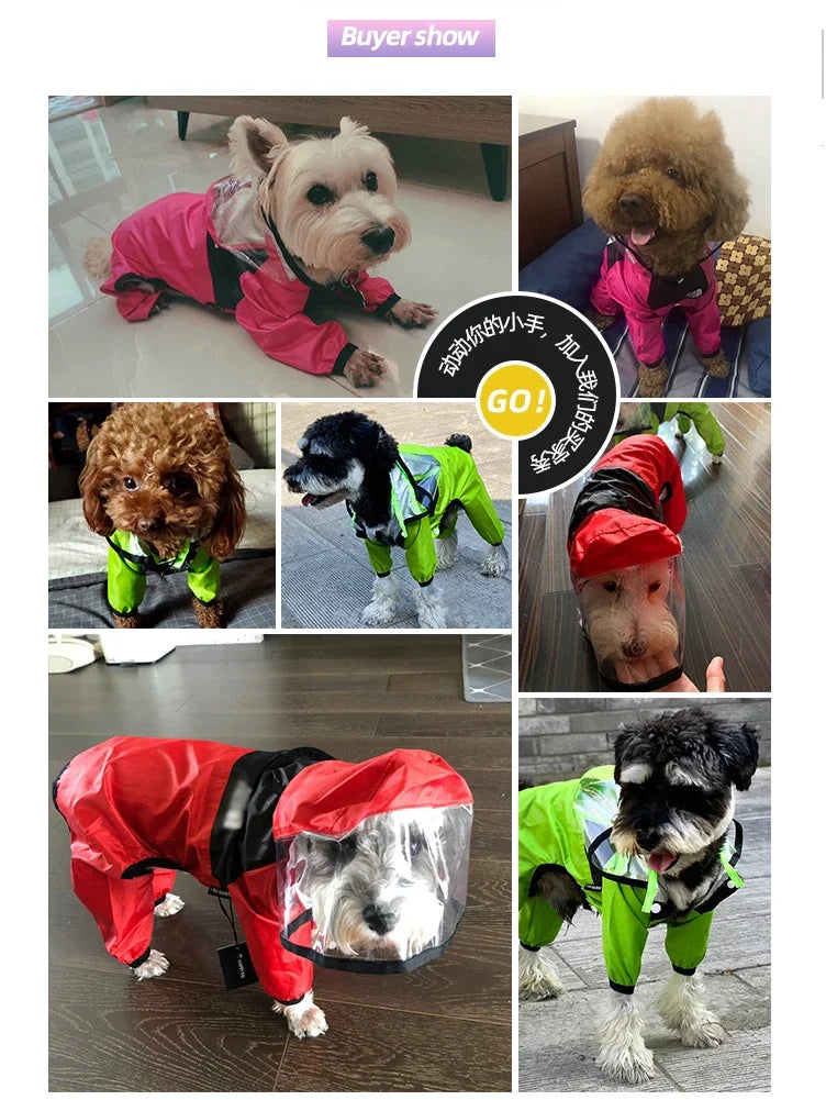 Adorable Dog Raincoat - Waterproof Jumpsuit Fun