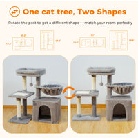Multi-Level Cat Activity Tree with Scratching Posts & Hammock