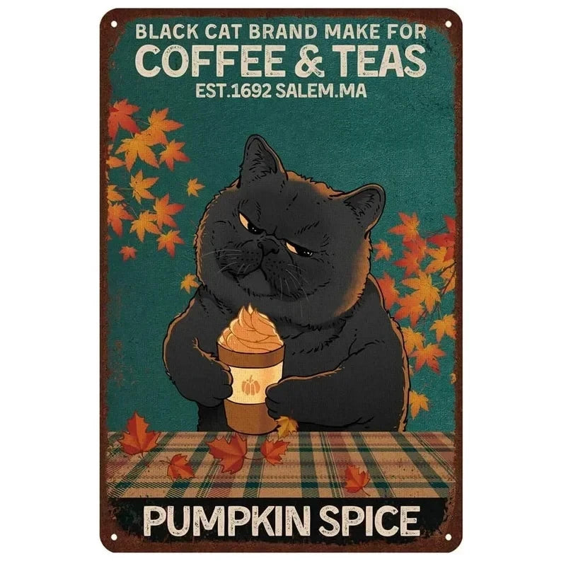 Funny Coffee Cat Sign by Tail chasers