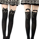 Black Cat Over-the-Knee Socks - Women's Cotton Thigh Highs