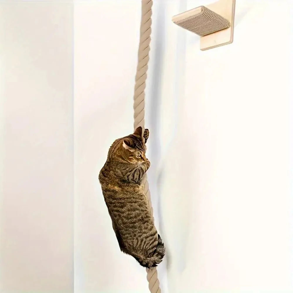 🧗 Franklin's Pick: Wall-Mounted Cat Climbing Rope - Ultimate Space-Saving Vertical Playground