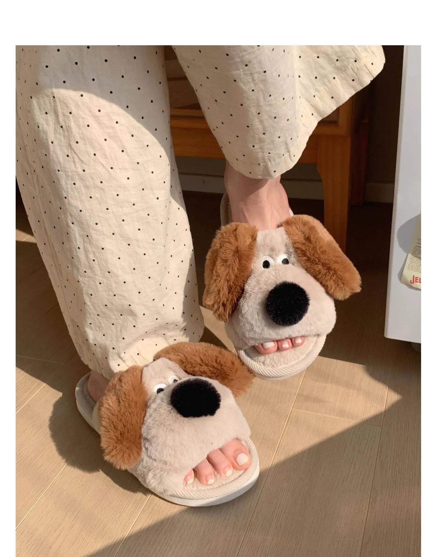 Winter Dog Cartoon Couple Slippers