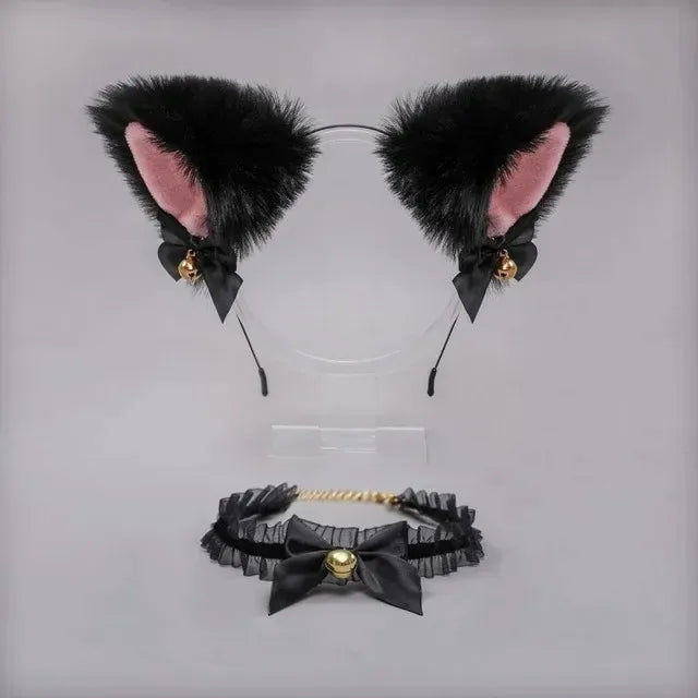 Cat Ear Cosplay Costume Set - Anime Headband & Claw Gloves with Bell