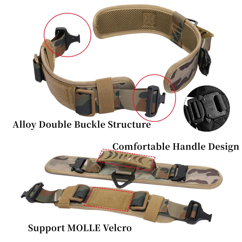 Adjustable Metal Double Buckle Tactical Dog Collar Luxury Designer Training Collar Dog German Shepherd For Medium Large Dogs by Tail chasers