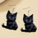 Y2K Black Cat Dangle Earrings - Acrylic