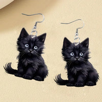 Y2K Black Cat Dangle Earrings - Acrylic
