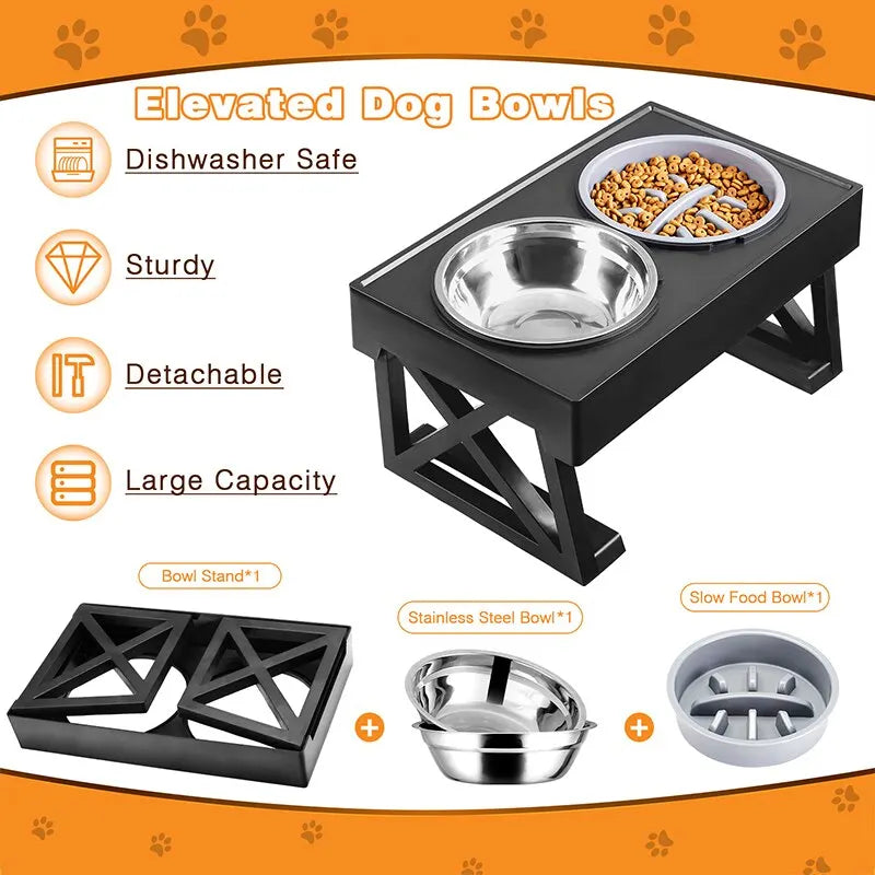 Adjustable Height Elevated Dog Bowls