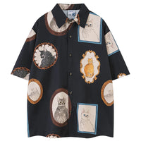 Cat Graphic Button-Up