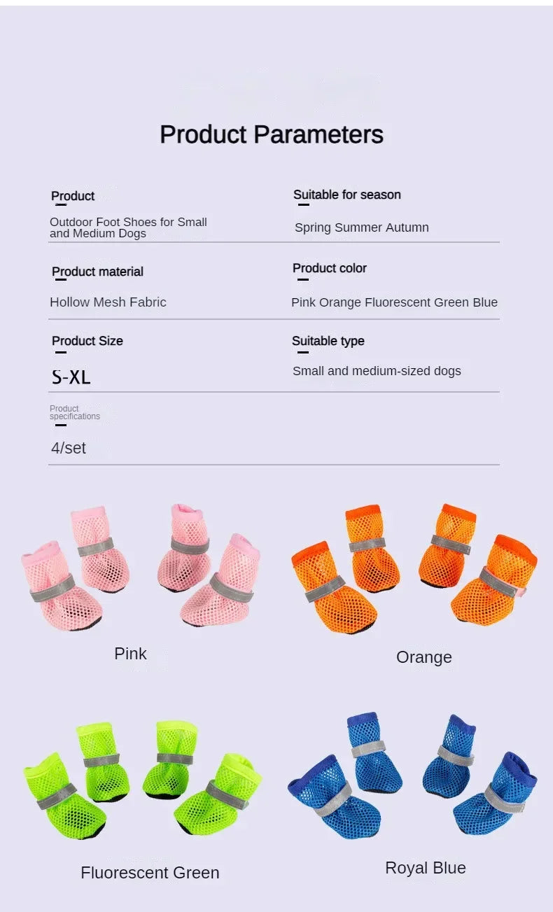 4-Piece Dog Boots Set - Wear-Resistant Protective Footwear for Small & Medium Dogs