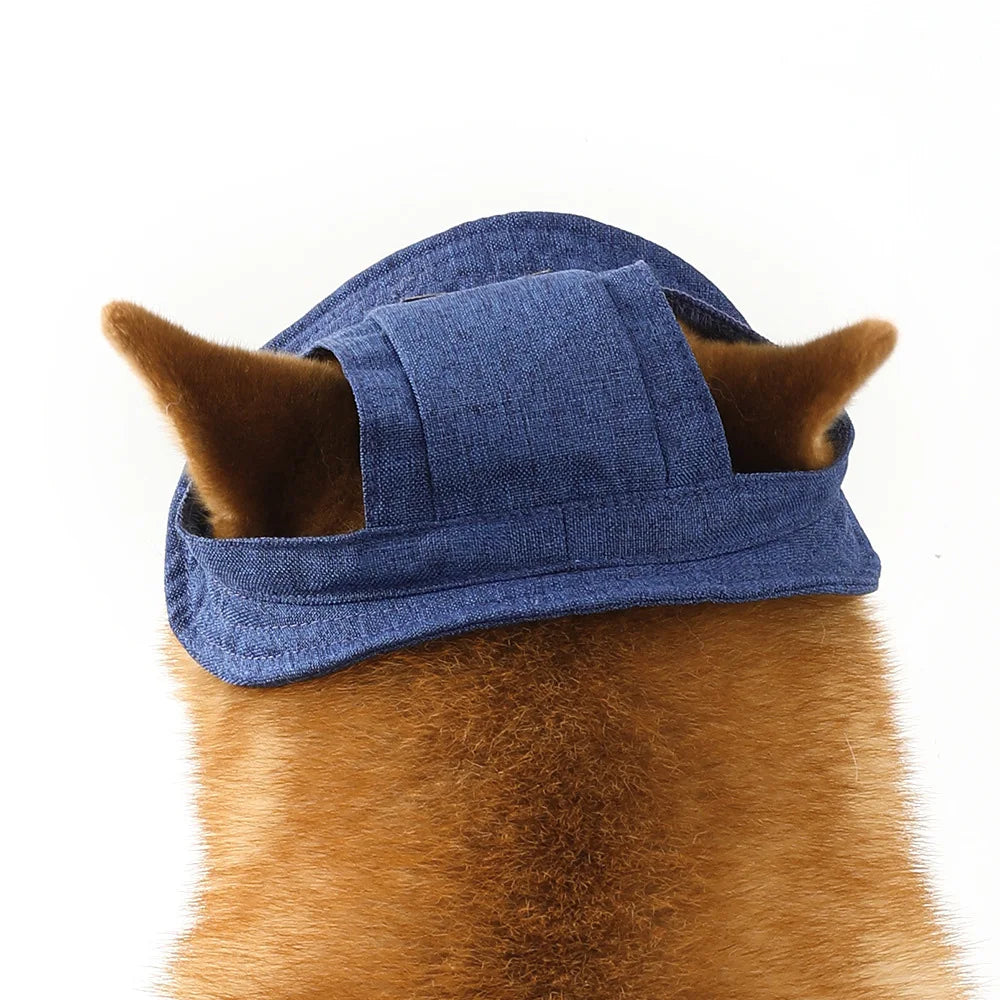 Adorable Dog Sun Hat with Ear Holes - Adjustable UV Protection Cap