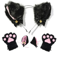 Cat Ear Cosplay Costume Set - Anime Headband & Claw Gloves with Bell