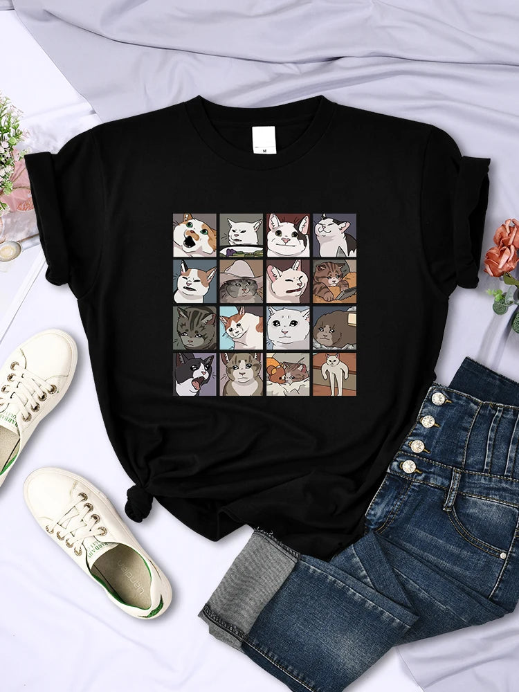 Animal Dog Cat Harajuku T-Shirt - Trendy Summer Sport Style Women's Top