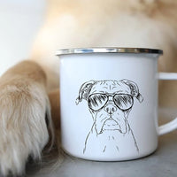 Bulldog Enamel Mug - Funny Glasses Design for Dog Lovers