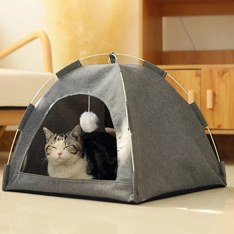 Pet Tent Bed Removable Canvas - Semi-Enclosed Cat Sofa for Room Decor