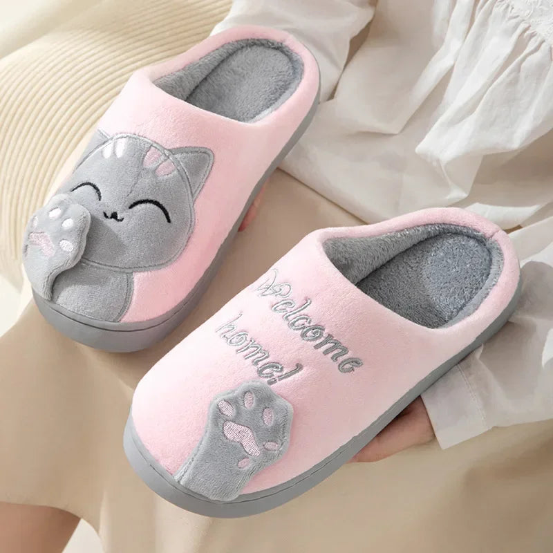 Lucky Cat Couple Cotton Slippers