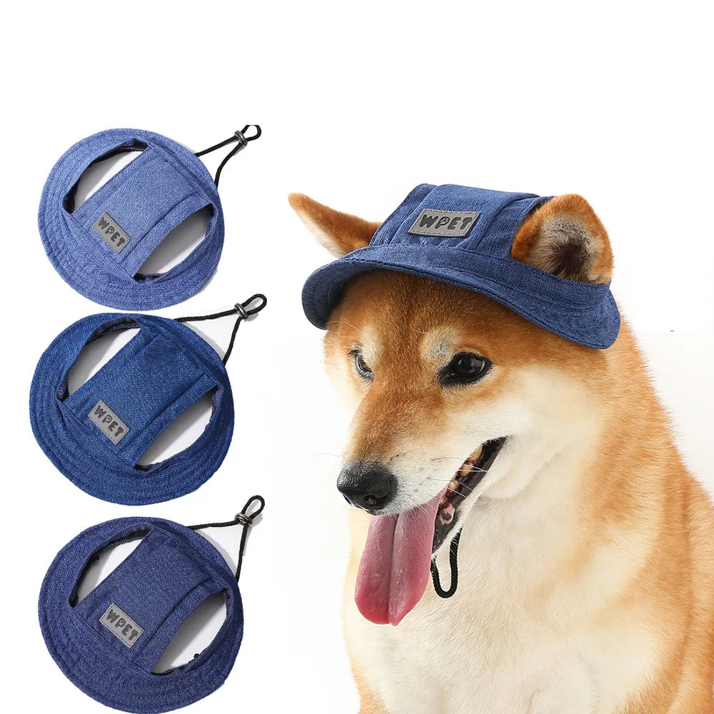 Adorable Dog Sun Hat with Ear Holes - Adjustable UV Protection Cap