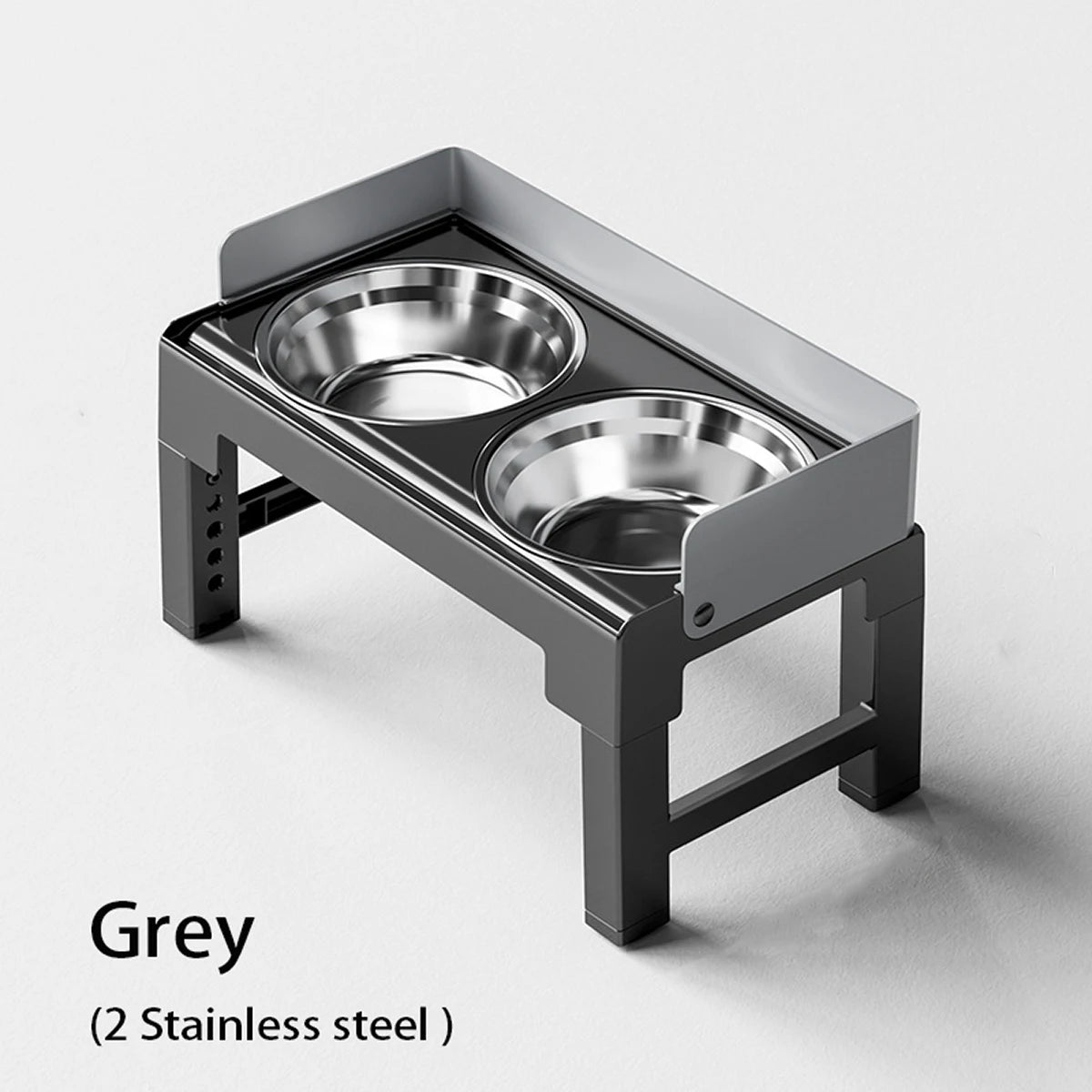 Collapsible Elevated Dog Bowls - Adjustable Stand with Double Stainless Steel Bowls