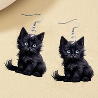 Y2K Black Cat Dangle Earrings - Acrylic