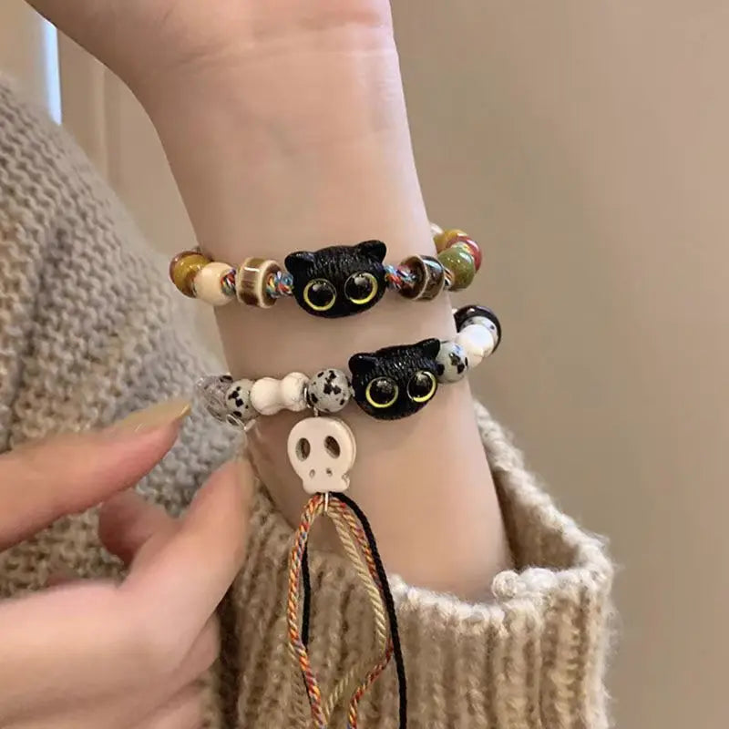 Cartoon Cat Charm Bracelet - Y2K Style
