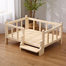 Premium Solid Wood Pet Bed - All-Season Removable Cushion for Dogs & Cats