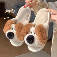 Winter Dog Cartoon Couple Slippers