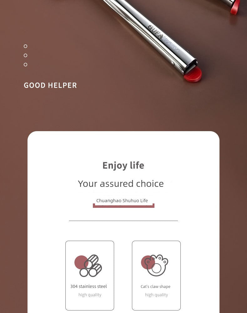 Cat's Paw Multi-Functional Food Clip Tong - Stainless Steel Kitchen Tool