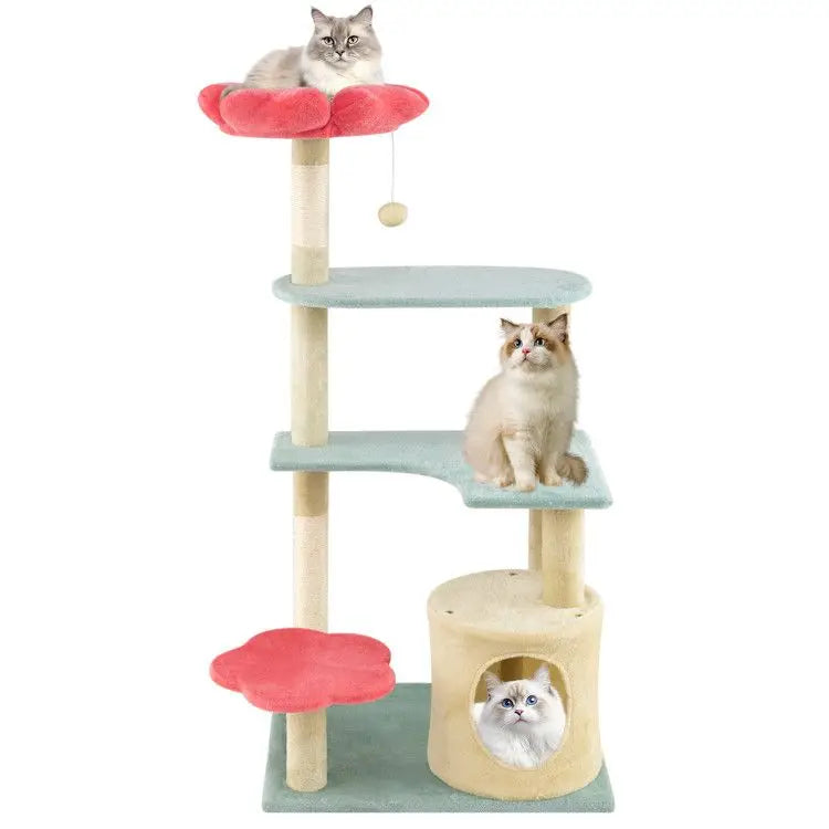 49-Inch Tall Multi-Level Floral Kitten Tower Perch by Tail chasers
