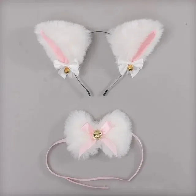 Cat Ear Cosplay Costume Set - Anime Headband & Claw Gloves with Bell
