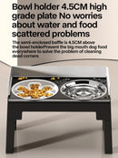 Collapsible Elevated Dog Bowls - Adjustable Stand with Double Stainless Steel Bowls