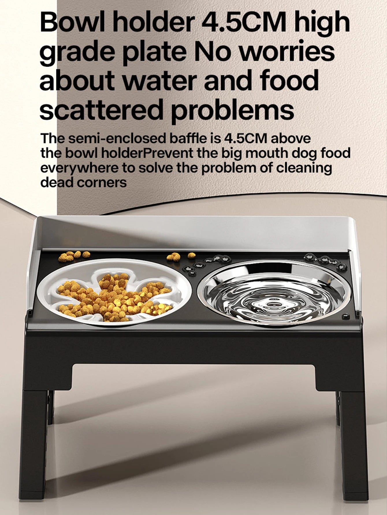 Collapsible Elevated Dog Bowls - Adjustable Stand with Double Stainless Steel Bowls