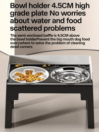 Collapsible Elevated Dog Bowls - Adjustable Stand with Double Stainless Steel Bowls